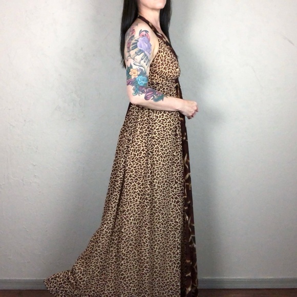 Vintage 1990s Animal Print Maxi Halter Dress - Picture 4 of 10